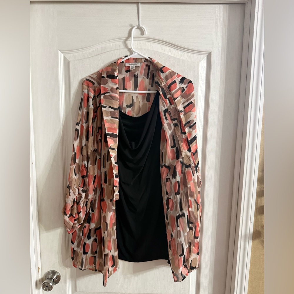 Dressbarn Women’s Built In Top Black Multi Color Blouse Sz 22/24. MH-249